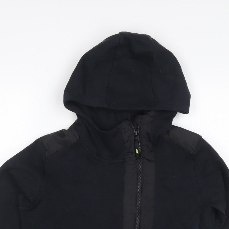 Additional view of Nike Teens Black L Full Zip Hooded Sweatshirt Logo Cotton Blend