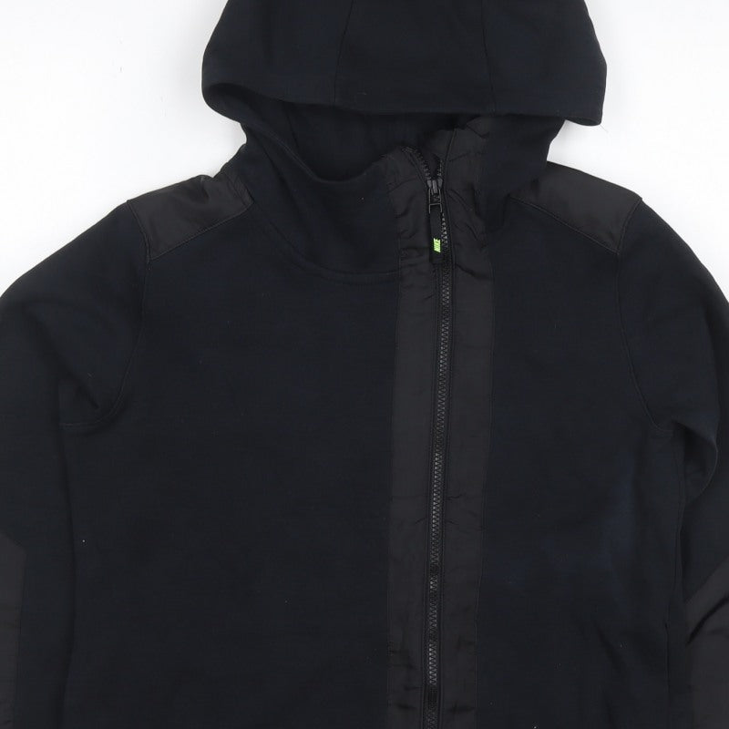Additional view of Nike Teens Black L Full Zip Hooded Sweatshirt Logo Cotton Blend