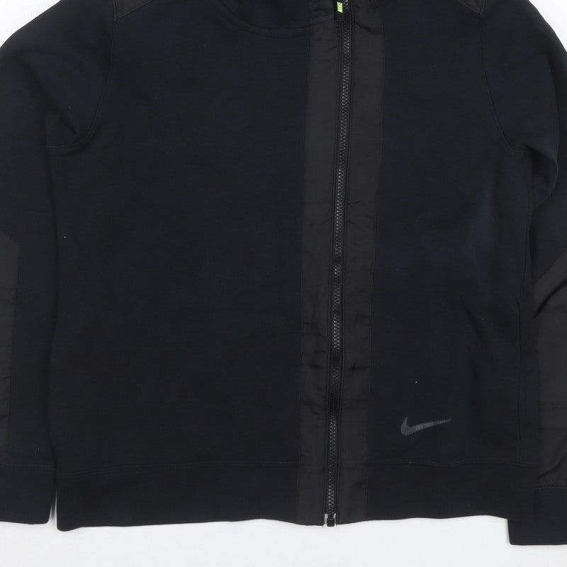 Additional view of Nike Teens Black L Full Zip Hooded Sweatshirt Logo Cotton Blend