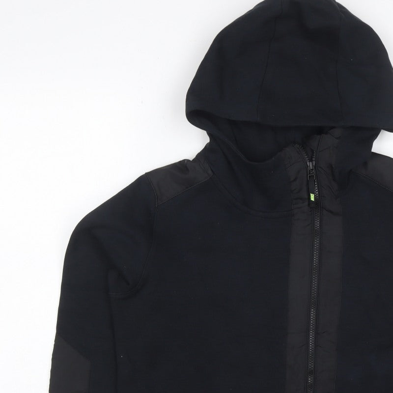 Additional view of Nike Teens Black L Full Zip Hooded Sweatshirt Logo Cotton Blend