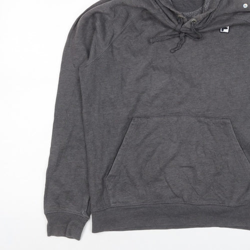 FILA Men’s Grey S Pullover Hoodie Logo Fleece Kangaroo Pocket