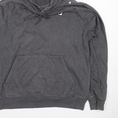 FILA Men’s Grey S Pullover Hoodie Logo Fleece Kangaroo Pocket