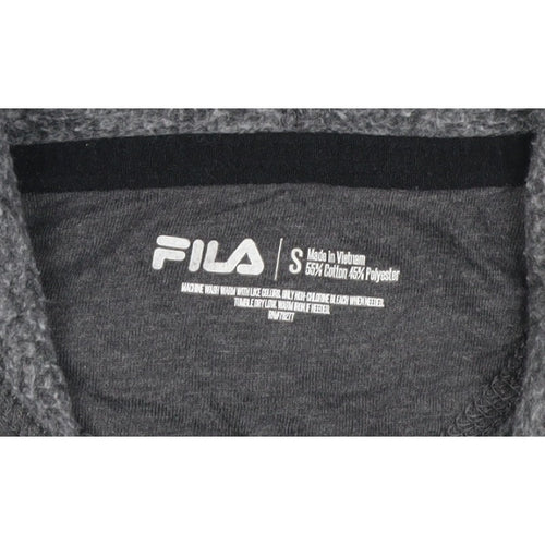 FILA Men’s Grey S Pullover Hoodie Logo Fleece Kangaroo Pocket