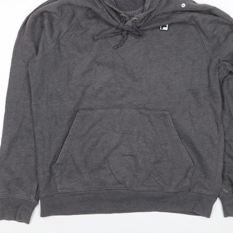 FILA Men’s Grey S Pullover Hoodie Logo Fleece Kangaroo Pocket