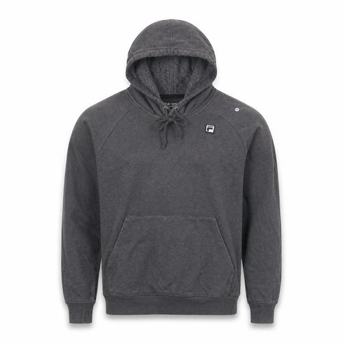 FILA Men’s Grey S Pullover Hoodie Logo Fleece Kangaroo Pocket