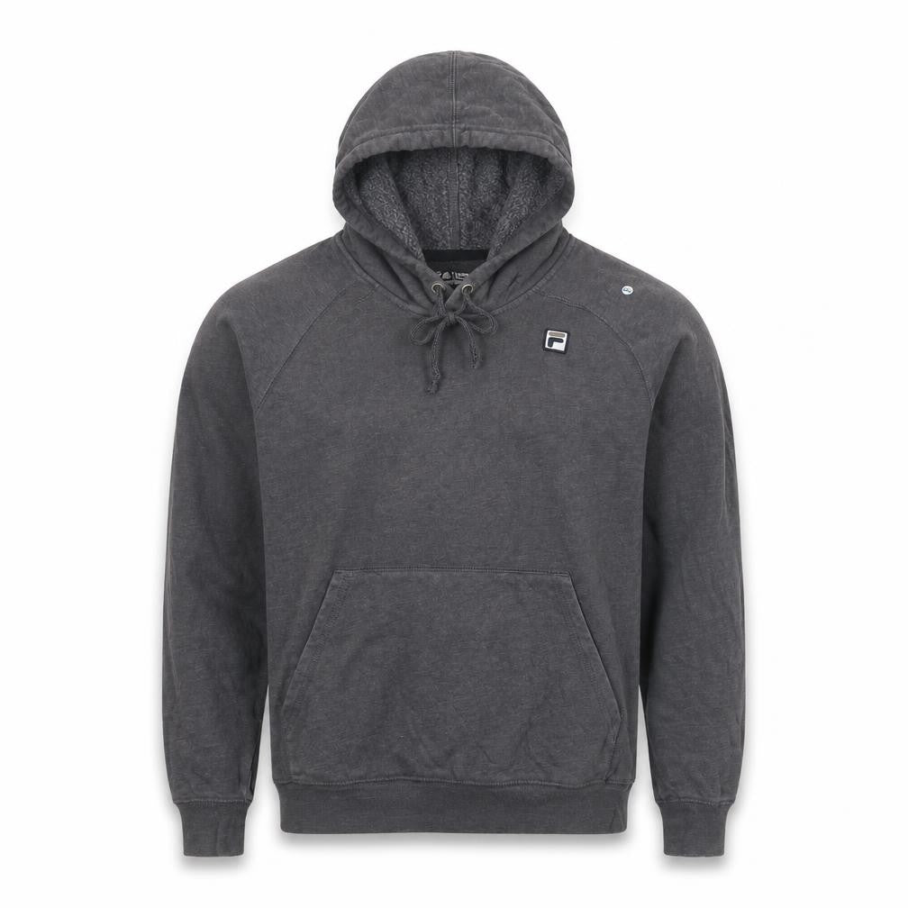 FILA Men’s Grey S Pullover Hoodie Logo Fleece Kangaroo Pocket