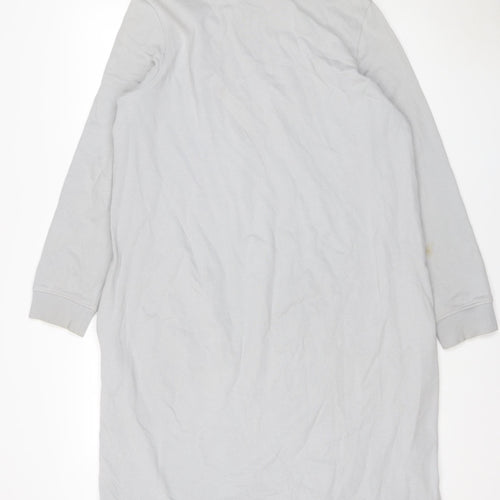 COS Women Grey L Long Hooded Jersey Jumper Dress Pockets
