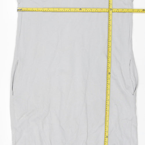 COS Women Grey L Long Hooded Jersey Jumper Dress Pockets