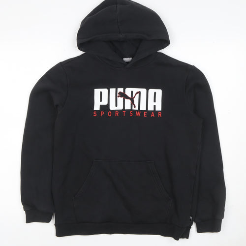 Puma Boys Black 15-16 Years Pullover Logo Sportswear Hoodie