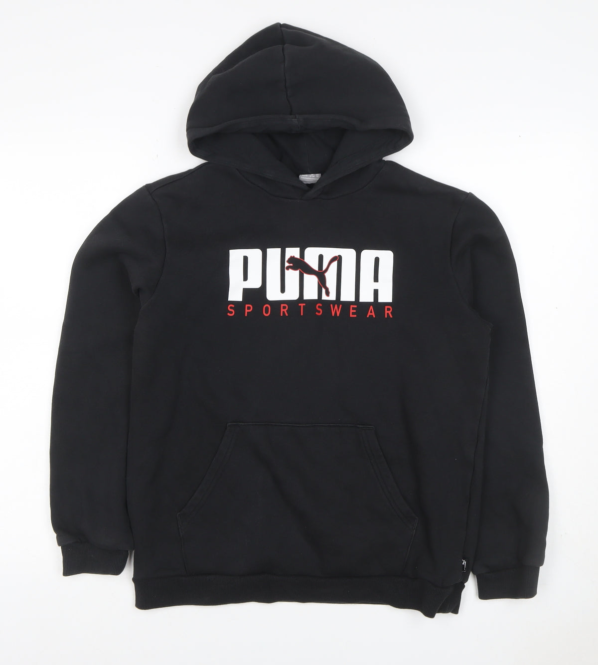 Puma Boys Black 15-16 Years Pullover Logo Sportswear Hoodie