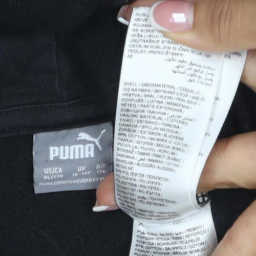 Puma Boys Black 15-16 Years Pullover Logo Sportswear Hoodie