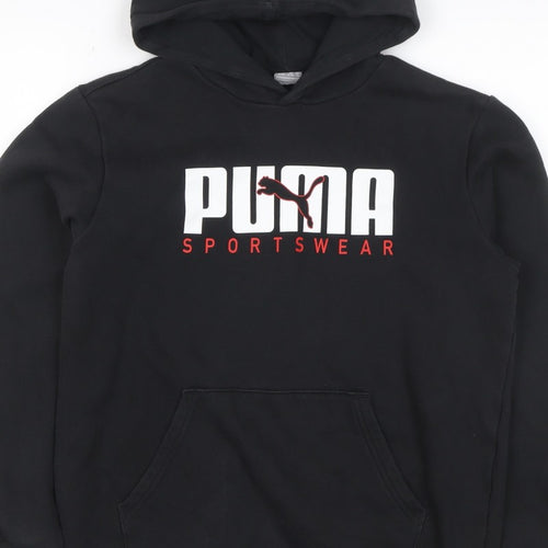 Puma Boys Black 15-16 Years Pullover Logo Sportswear Hoodie