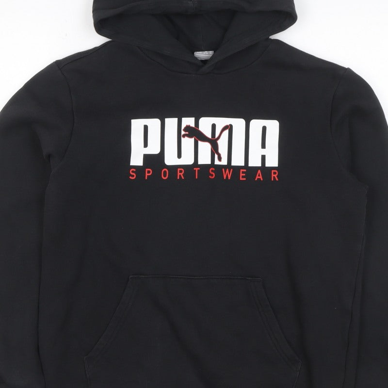 Puma Boys Black 15-16 Years Pullover Logo Sportswear Hoodie