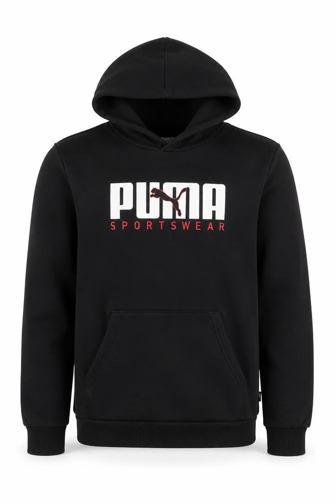 Puma Boys Black 15-16 Years Pullover Logo Sportswear Hoodie