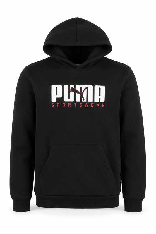 Puma Boys Black 15-16 Years Pullover Logo Sportswear Hoodie