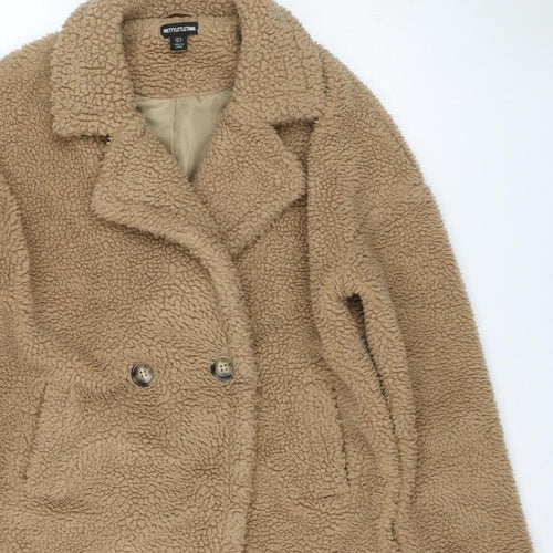 PrettyLittleThing Women’s Beige UK 8 Teddy Borg Jacket Button Lined