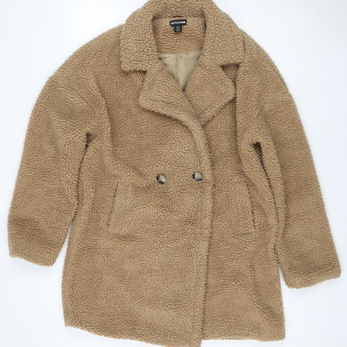 PrettyLittleThing Women’s Beige UK 8 Teddy Borg Jacket Button Lined