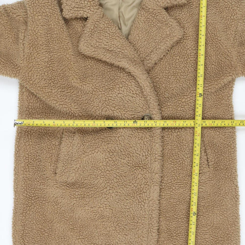 PrettyLittleThing Women’s Beige UK 8 Teddy Borg Jacket Button Lined