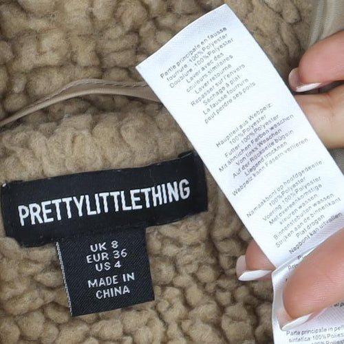 PrettyLittleThing Women’s Beige UK 8 Teddy Borg Jacket Button Lined