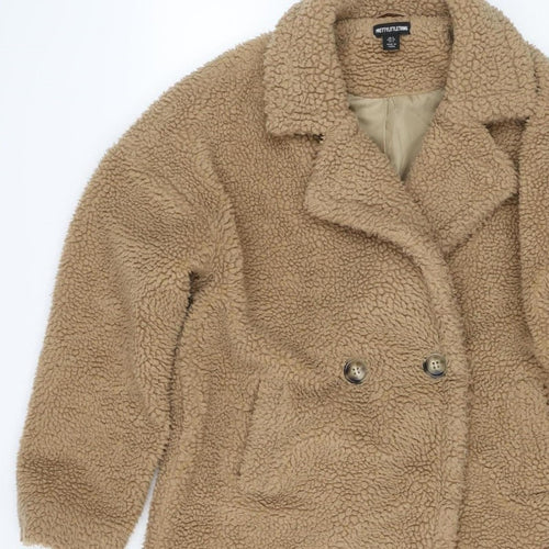 PrettyLittleThing Women’s Beige UK 8 Teddy Borg Jacket Button Lined