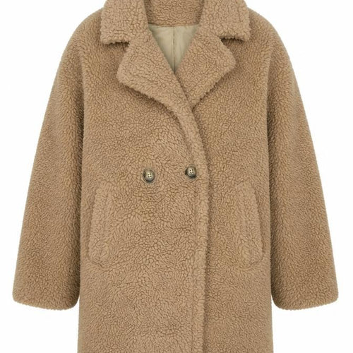 PrettyLittleThing Women’s Beige UK 8 Teddy Borg Jacket Button Lined