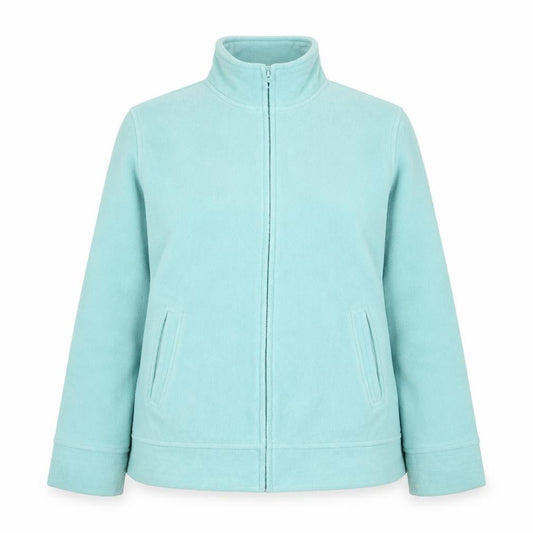 Front view of EWM Women’s Blue M Fleece Full Zip Basic Jacket Pockets