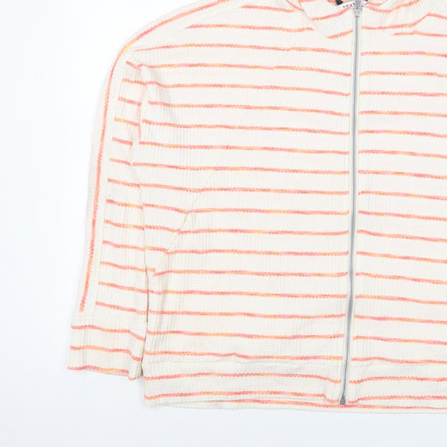 Next Women’s Ivory Pink Striped Full Zip Hoodie XL UK 20 Knit