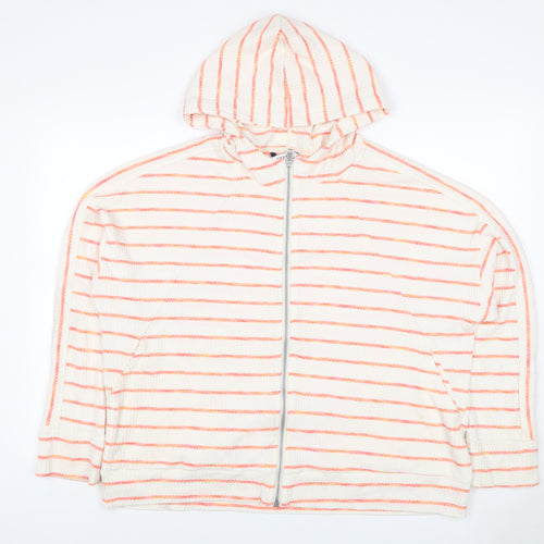 Next Women’s Ivory Pink Striped Full Zip Hoodie XL UK 20 Knit