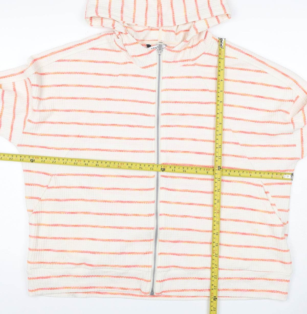 Next Women’s Ivory Pink Striped Full Zip Hoodie XL UK 20 Knit
