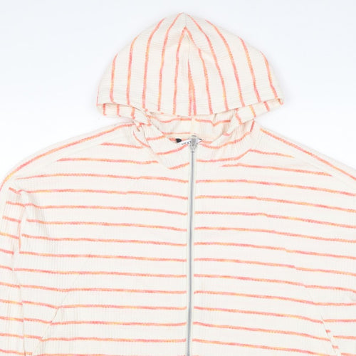 Next Women’s Ivory Pink Striped Full Zip Hoodie XL UK 20 Knit