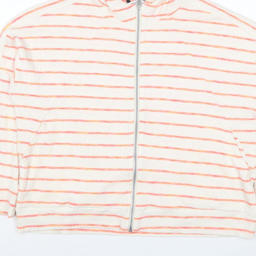 Next Women’s Ivory Pink Striped Full Zip Hoodie XL UK 20 Knit