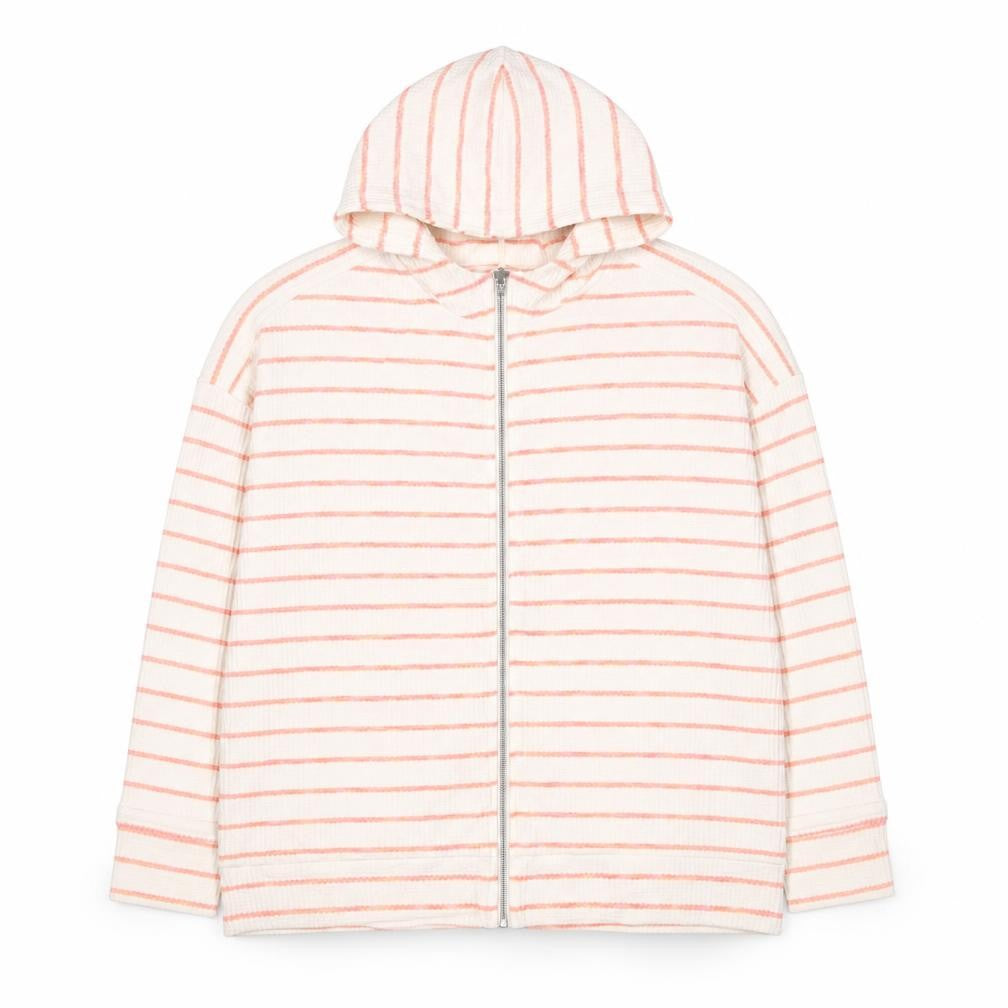Next Women’s Ivory Pink Striped Full Zip Hoodie XL UK 20 Knit