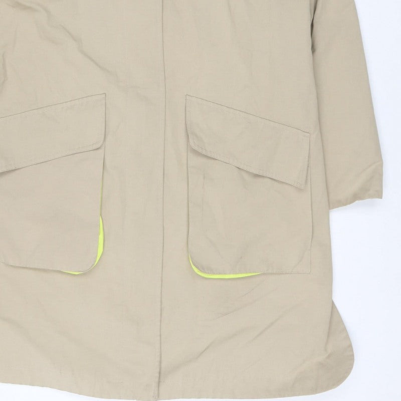 EDC Women’s Beige XL UK 12 Hooded Long Cotton Blend Parka Coat