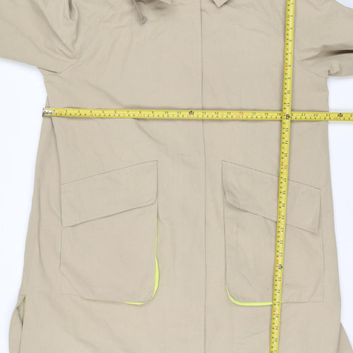 EDC Women’s Beige XL UK 12 Hooded Long Cotton Blend Parka Coat