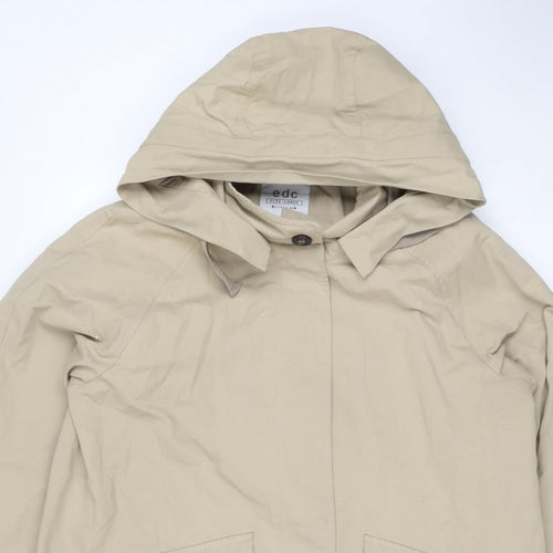EDC Women’s Beige XL UK 12 Hooded Long Cotton Blend Parka Coat