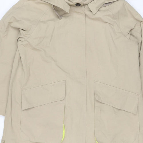 EDC Women’s Beige XL UK 12 Hooded Long Cotton Blend Parka Coat