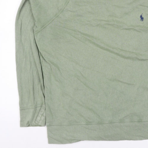 Polo Ralph Lauren Men Green L Logo Embroidered Crew Neck Pullover Sweatshirt