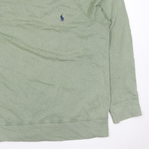 Polo Ralph Lauren Men Green L Logo Embroidered Crew Neck Pullover Sweatshirt