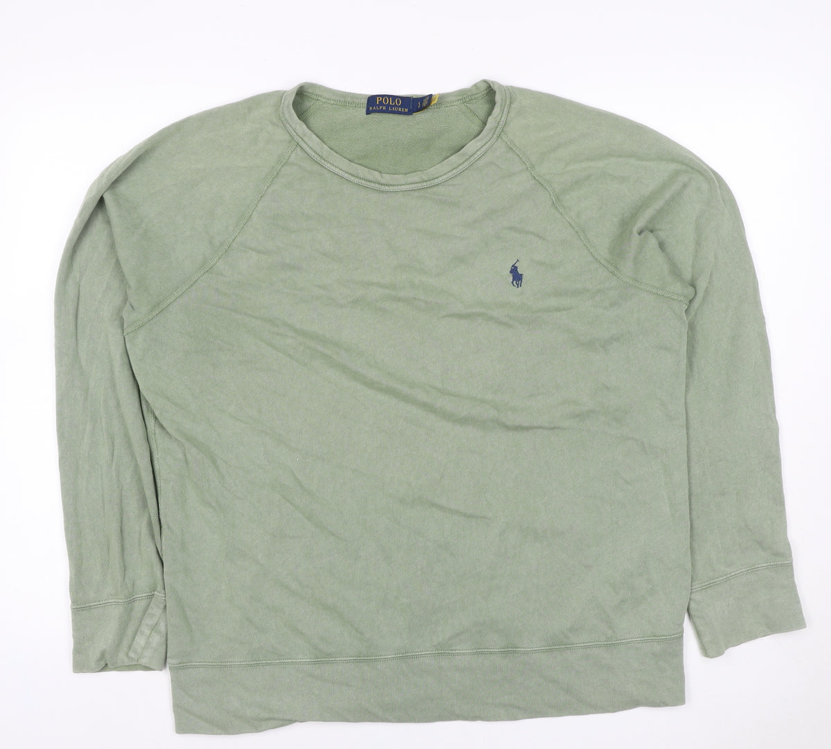 Polo Ralph Lauren Men Green L Logo Embroidered Crew Neck Pullover Sweatshirt