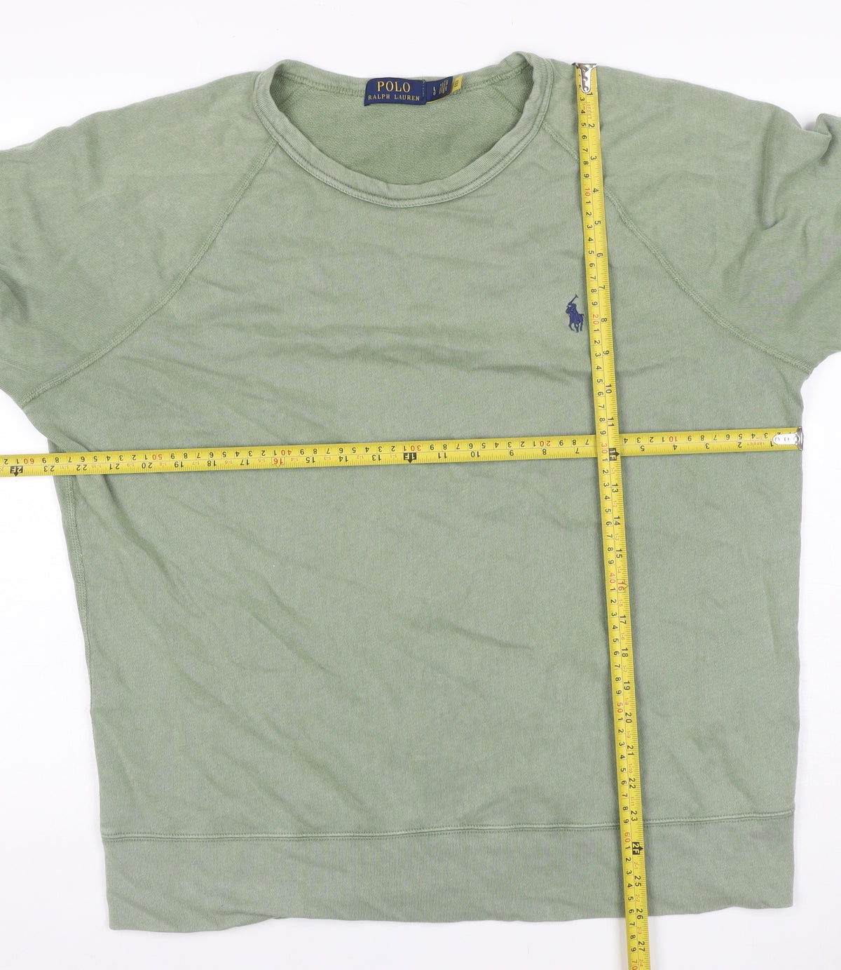 Polo Ralph Lauren Men Green L Logo Embroidered Crew Neck Pullover Sweatshirt