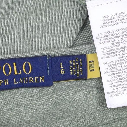 Polo Ralph Lauren Men Green L Logo Embroidered Crew Neck Pullover Sweatshirt