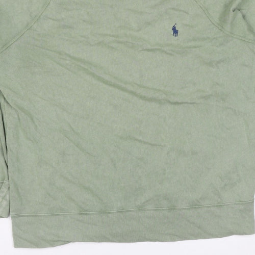 Polo Ralph Lauren Men Green L Logo Embroidered Crew Neck Pullover Sweatshirt