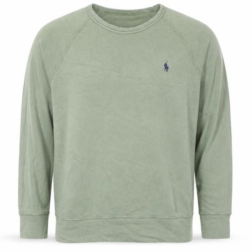 Polo Ralph Lauren Men Green L Logo Embroidered Crew Neck Pullover Sweatshirt