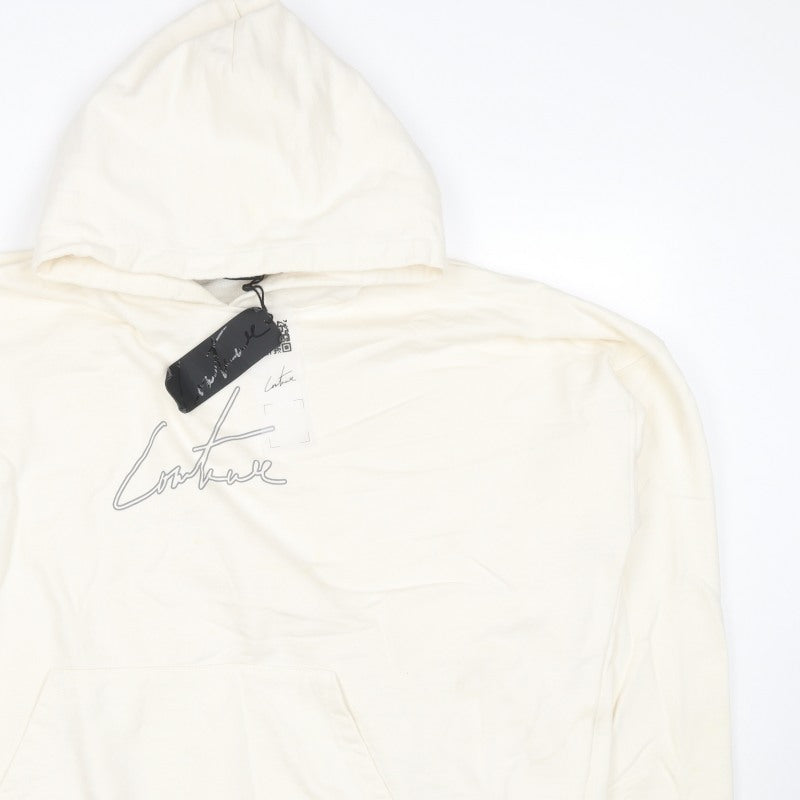 Corteiz Men's Ivory M Pullover Hoodie Logo Graphic Kangaroo Pocket