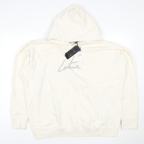 Corteiz Men's Ivory M Pullover Hoodie Logo Graphic Kangaroo Pocket
