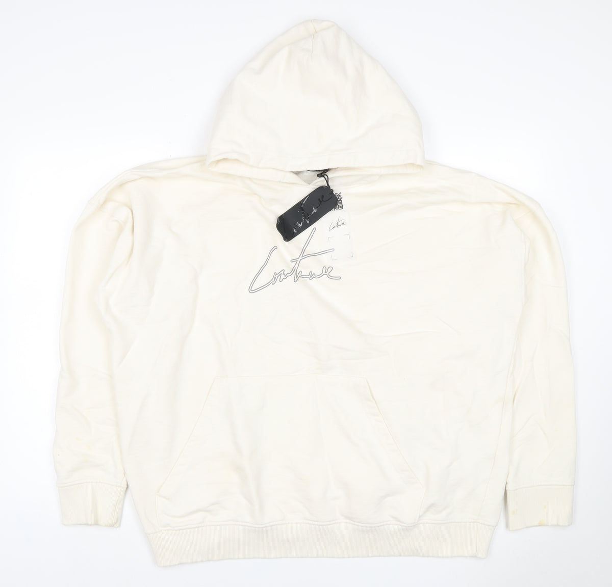 Corteiz Men's Ivory M Pullover Hoodie Logo Graphic Kangaroo Pocket