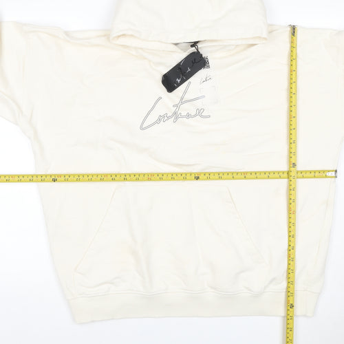 Corteiz Men's Ivory M Pullover Hoodie Logo Graphic Kangaroo Pocket