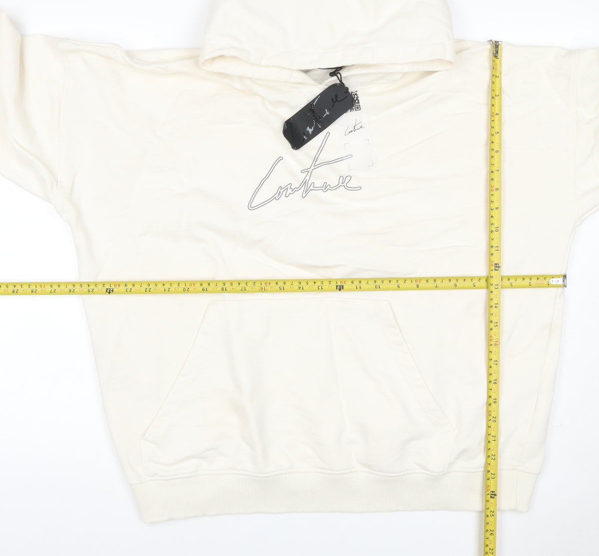 Corteiz Men's Ivory M Pullover Hoodie Logo Graphic Kangaroo Pocket
