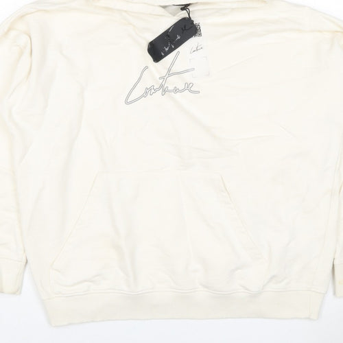 Corteiz Men's Ivory M Pullover Hoodie Logo Graphic Kangaroo Pocket