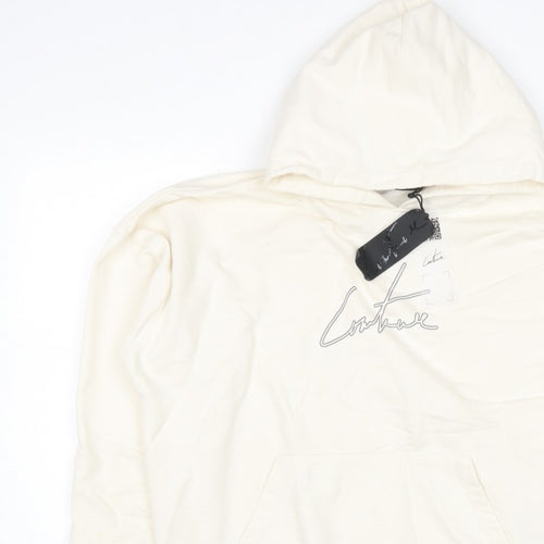 Corteiz Men's Ivory M Pullover Hoodie Logo Graphic Kangaroo Pocket